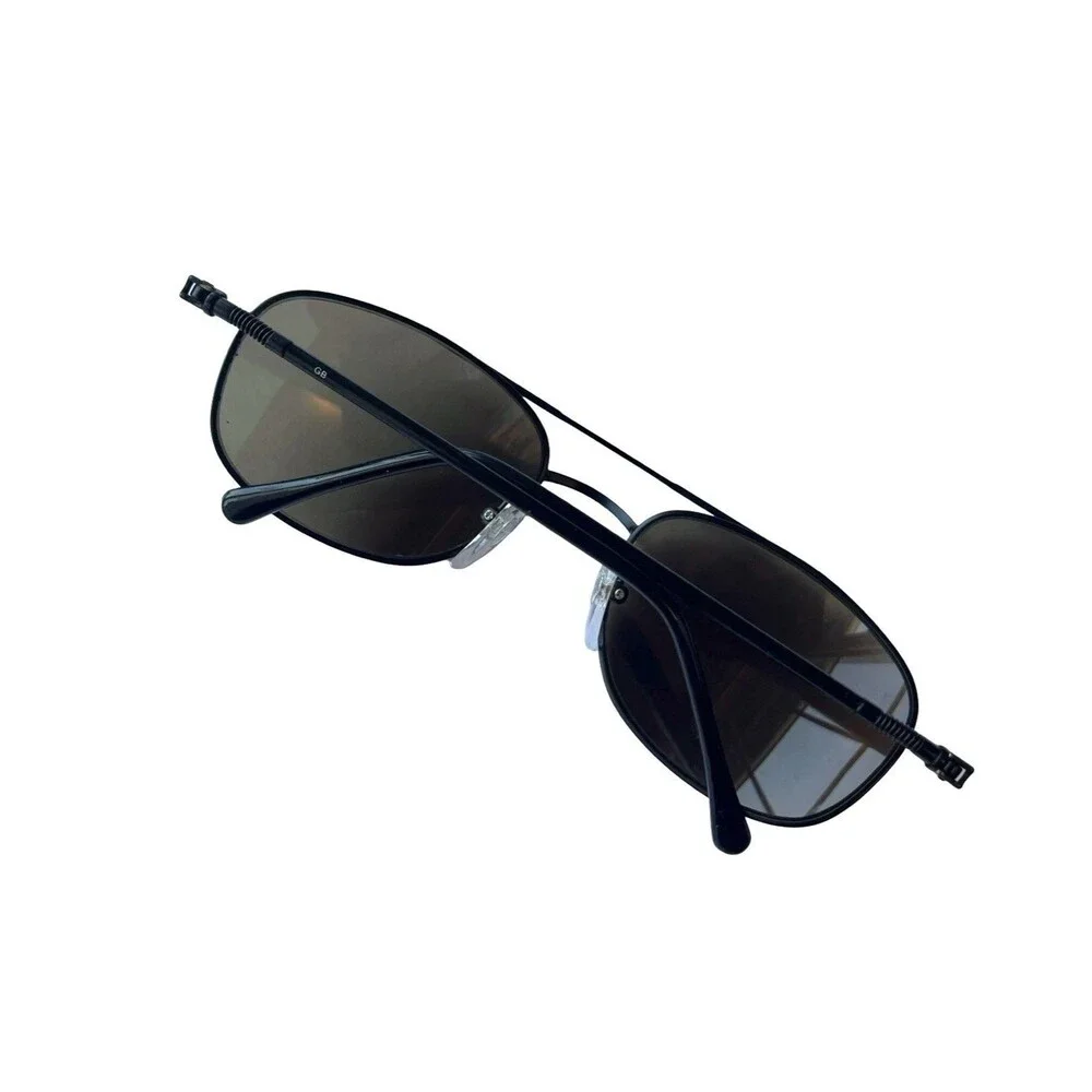 Geoffrey Beene Aviator Sunglasses Black Metal Frame Gray Lenses Unisex